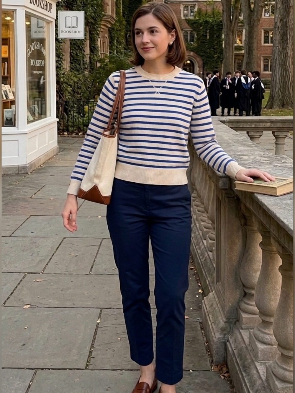 Everlane Striped Wool Blend Sweater XXS Cream Blue Knit Top